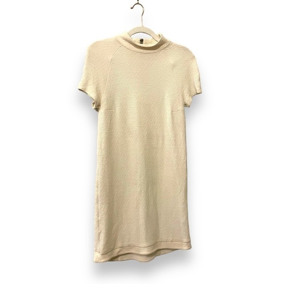 GANNI | White Textured Viscose Mockneck Short Sleeve Dress | Women’s Size XS - Picture 2 of 8